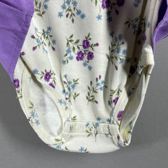 NEW Vintage McDonalds McKids Jumper Dress Set Girls 12 Months purple blue floral - Picture 4 of 12